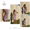 Lila Simli Kesik Detaylı Mini Elbise - Görsel 2