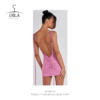 Açık Sırtlı Pembe Mini Elbise - Görsel 2